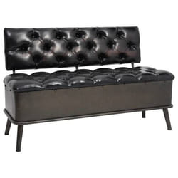 Banc banquette de rangement avec dossier 110 cm synthetique noir