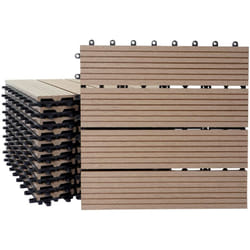 Décoshop26 - Dalles de terrasse x11 aspect bois en wpc 30x30cm clipsable 1m² balcon jardin extérieur 040005491