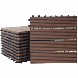 Carrelage de sol WPC, balcon/terrasse aspect bois, 11x chaque 30x30cm = 1m² Premium, café Cette dalle à structure 3D se disti ...