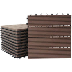 Décoshop26 - Dalles de terrasse x11 aspect bois en wpc 30x30cm clipsable 1m² balcon jardin extérieur couleur café 040005495