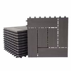 Carrelage de sol - WPC - 30x30cm - 11 pièces - Aspect bois - Résistant aux intempéries