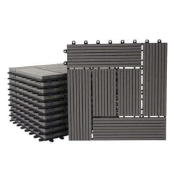 Carrelage de sol - WPC - 30x30cm - 11 pièces - Aspect bois - Résistant aux intempéries