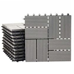 Carrelage de sol - WPC - Dalles 30x30cm - Aspect bois - Résistant aux intempéries - 1m²