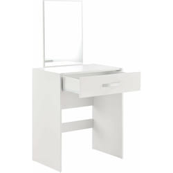 Helloshop26 - Coiffeuse avec miroir tiroir tabouret commode de coiffure 132 cm blanc