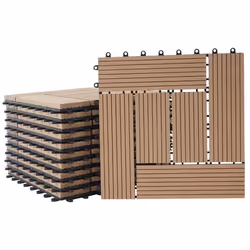 Dalles de terrasse - WPC - 30x30cm - Résistantes aux intempéries - Clipsables - 1m²