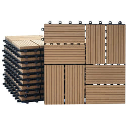 Décoshop26 - Carrelage de sol wpc balcon terrasse aspect bois 11 pièces 30x30cm 1m² décalage en teck 040005440
