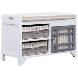 Banc banquette d entree 70 x 335 x 45 cm bois de paulownia blanc