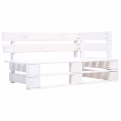 Banc de jardin meuble de patio d exterieur terrasse d angle palette de jardin bois 110 x 65 x 55 cm blanc