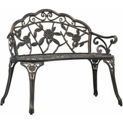 Banc de jardin meuble de patio d'extérieur terrasse de bistrot 100 cm bronze aluminium coulé