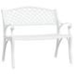 Banc de jardin meuble de patio d exterieur terrasse 102 x 50 x 83 cm aluminium coule blanc