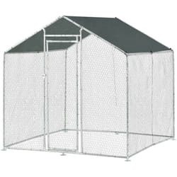 Enclos extérieur volière cage pour animaux avec serrure armature acier galvanisé 2 x 2 x 2 m argent vert foncé
