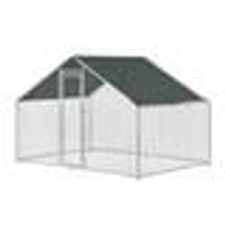 Enclos exterieur voliere cage pour animaux avec serrure armature acier galvanise 3 x 2 x 2 m argent vert fonce