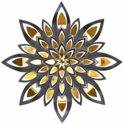 Décoshop26 - Décoration murale en métal en forme de grande fleur de nénuphar noir et or 050000386