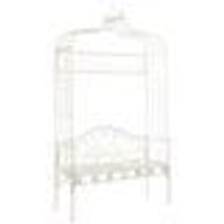 Banc de jardin meuble de patio d exterieur terrasse 122 x 43 x 220 cm fer blanc antique