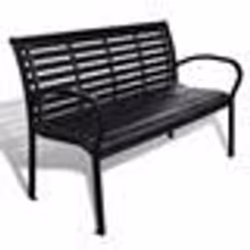 Banc de jardin meuble de patio d exterieur terrasse 125 cm acier et WPC noir