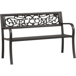 Banc de jardin meuble de patio d'extérieur terrasse 125 x 53 x 77 cm acier noir