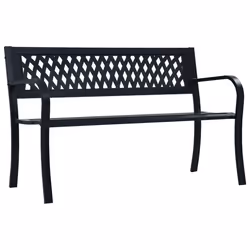 Banc de jardin - Meuble de jardin - Noir - Acier - 125 cm - Résistant aux intempéries