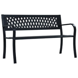 Banc de jardin - Meuble de jardin - Noir - Acier - 125 cm - Résistant aux intempéries