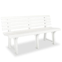 Banc de jardin meuble de patio d'extérieur terrasse 145,5 cm plastique blanc