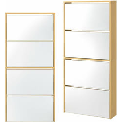 Helloshop26 - tagère à chaussures design meuble de rangement 4 compartiments stockage pour 12 paires façade miroir panneaux de particules mélaminés