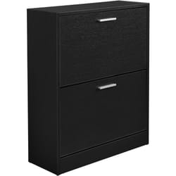 Tagère armoire meuble à chaussures de rangement 2 compartiments panneau de particules 63 x 24 x 81 cm noir