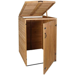 Abri de poubelles extérieur conteneurs à ordures avec couvercle jusqu'à 2 bacs 126x79,5x98 cm en bois certifié fsc marron 040005589