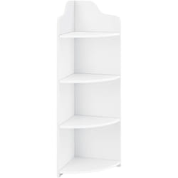 Helloshop26 - tagère d'angle pour salle de bain meuble de rangement avec 4 surfaces de stockage bois composite 90 cm blanc