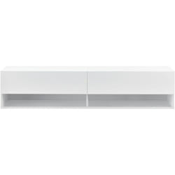 Helloshop26 - tagère murale 2 tiroirs portes meuble support tv 140 cm blanc