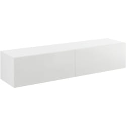 Helloshop26 - tagère murale design meuble support tv avec 2 tiroirs 140 cm blanc