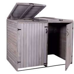 Abri de poubelles extérieur conteneurs à ordures jusqu'à 4 bacs 126x158x98 cm en bois certifié FSC gris anthracite Pour poube ...