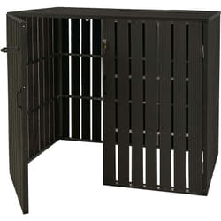 Abri de poubelles extérieur conteneurs à ordures jusqu'à 4 bacs 115x140x100 cm en métal aspect bois extensible anthracite 040005607
