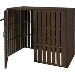 Abri de poubelles extérieur conteneurs à ordures jusqu'à 4 bacs 115x140x100 cm en métal aspect bois marron 040005614