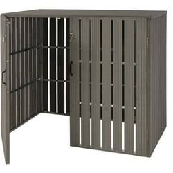 Décoshop26 - Abri de poubelles extérieur conteneurs à ordures jusqu'à 4 bacs 115x140x100 cm en métal aspect bois extensible gris 040005609