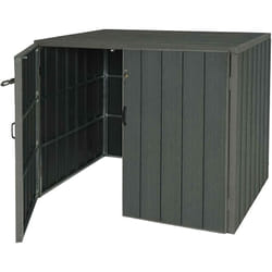 Abri de poubelles extérieur conteneurs à ordures jusqu'à 4 bacs 117x142x102 cm aspect bois métal extensible gris 040005606