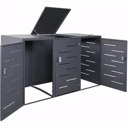 Abri de poubelles extérieur conteneurs à ordures avec couvercle extensible 116x212x98 cm en acier anthracite Pour poubelles d ...