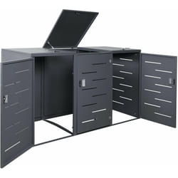 Abri de poubelles extérieur conteneurs à ordures avec couvercle jusqu'à 6 bacs 116x212x98 cm en acier anthracite 040005618