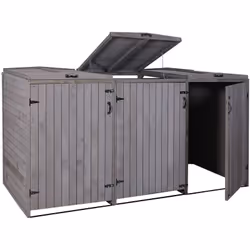 Abri de poubelles extérieur conteneurs à ordures jusqu'à 6 bacs 126x237,5x98 cm en bois certifié FSC gris anthracite Pour pou ...