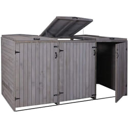 Abri de poubelles extérieur conteneurs à ordures jusqu'à 6 bacs 126x237,5x98 cm en bois certifié fsc gris anthracite 040005616