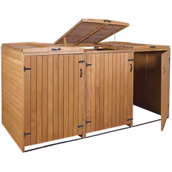 Abri de poubelles extérieur conteneurs à ordures avec couvercle 120x75x96 en bois certifié FSC marron Pour poubelles d'une ca ...