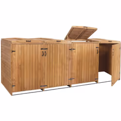 Description générale Abri de poubelles extérieur en bois certifié FSC, idéal pour dissimuler les conteneurs à ordures tout en ...
