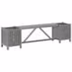 Banc de jardin meuble de patio d exterieur terrasse avec 2 jardinieres 150 cm bois d acacia gris