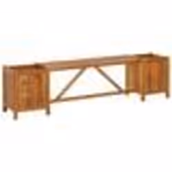 Banc de jardin meuble de patio d exterieur terrasse avec 2 jardinieres 150x30x40 cm bois d acacia