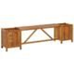 Banc de jardin meuble de patio d exterieur terrasse avec 2 jardinieres 150x30x40 cm bois d acacia