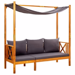 Banc de jardin meuble de patio d exterieur terrasse avec auvent 179 x 66 x 180 cm bois d acacia solide