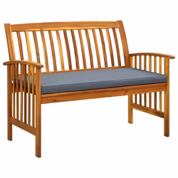 Banc de jardin meuble de patio d exterieur terrasse avec coussin 119 x 64 x 90 cm bois solide d acacia