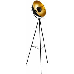 Helloshop26 - Lampadaire trépied moderne lampe sur pied design E27 métal hauteur 158 cm noir laiton