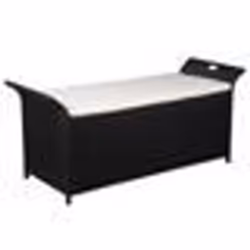 Banc de jardin - Meuble de jardin - 138 cm - Résine tressée - Noir - Rangement intégré