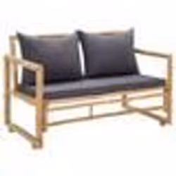 Banc de jardin meuble de patio d exterieur terrasse avec coussins 115 x 65 x 71 cm bambou
