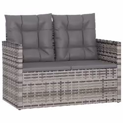 Banc de jardin meuble de patio d exterieur terrasse avec coussins gris 105 x 56 x 75 cm resine tressee