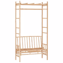 Banc de jardin meuble de patio d exterieur terrasse avec pergola 116 cm bambou